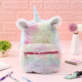 Custom Wholesale Cute Design Zipper Opening Unisex Unicorn Plush School Backpack